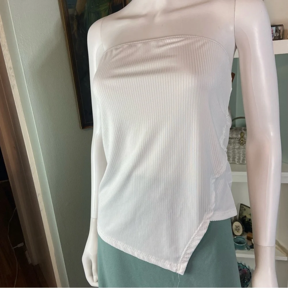 Shein Curve Bundle White Asymmetrical Tube Top & Sage Green Pencil Skirt 2XL - Picture 13 of 14